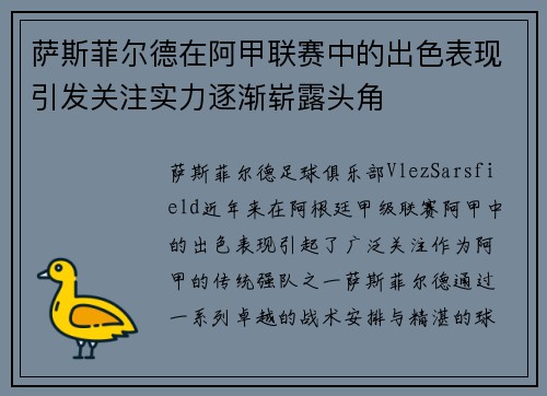 萨斯菲尔德在阿甲联赛中的出色表现引发关注实力逐渐崭露头角